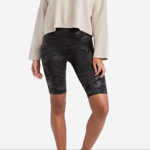 Spanx Faux Leather Camo Biker Shorts